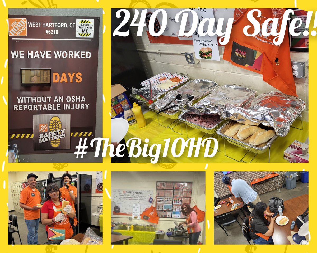 Toni-Michelle Coons (@toni_michelle_c) on Twitter photo Congratulations to #TheBig10HD on 240 Days Safe!!!
We celebrated with Jersey Toni's sandwiches. Freshly slides meat to make sandwiches with all the fixing and chips!!
Next milestone: potatoe bar
<a href="/HouleHeather/">HeatherHouleTHD</a>
<a href="/maryanne_stl/">Maryanne St. Laurent</a>
<a href="/DianeRaymond26/">Diane Raymond</a> <a href="/TrevorMeinke/">Trevor Meinke</a> <a href="/jane_pisani/">Jane Pisani</a> Congratulations to #TheBig10HD on 240 Days Safe!!!
We celebrated with Jersey Toni's sandwiches. Freshly slides meat to make sandwiches with all the fixing and chips!!
Next milestone: potatoe bar
<a href="/HouleHeather/">HeatherHouleTHD</a>
<a href="/maryanne_stl/">Maryanne St. Laurent</a>
<a href="/DianeRaymond26/">Diane Raymond</a> <a href="/TrevorMeinke/">Trevor Meinke</a> <a href="/jane_pisani/">Jane Pisani</a>