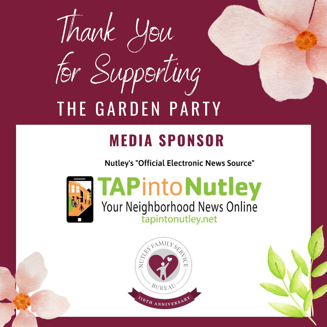 NFSB thanks TAPintoNutley for sponsoring our upcoming event, The Garden Party, as our Media Sponsor. Join us on Sunday, September 10th, from 4 - 7pm at the Garden in Nutley, NJ. Get your tickets here: social.nutleyfamily.org/GP2023fb