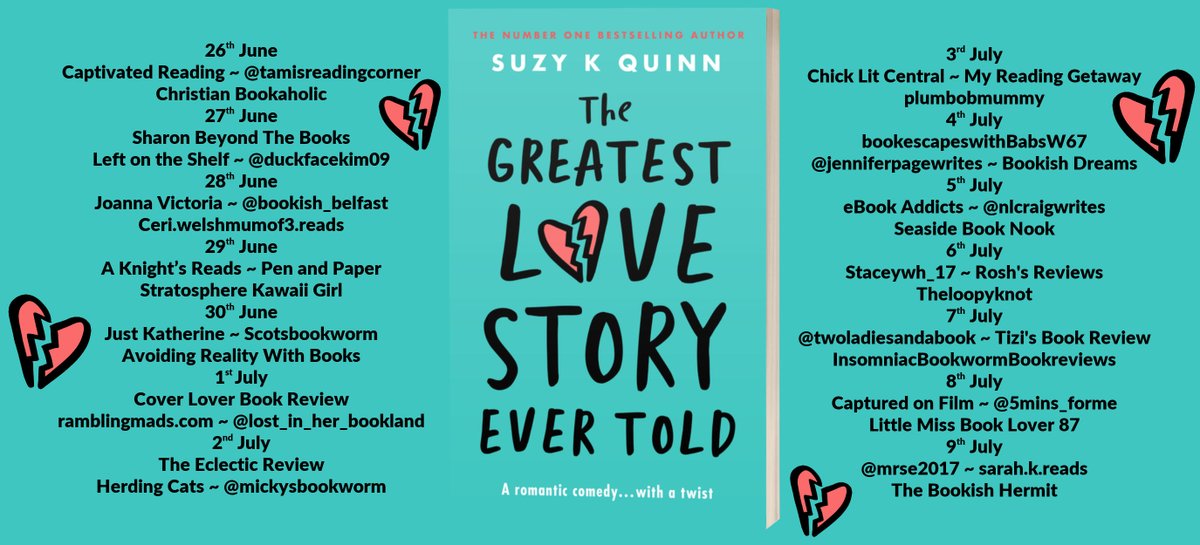 I am very excited that tomorrow is my stop on the #blogtour for The Greatest Love Story Ever Told by #author @SuzyKQuinn 
Drop by tomorrow for my #BookReview 
tinyurl.com/5ycw5u2r

@rararesources #BookTwitter #bookish #booktwt #bookbloggers #booklovers #readingforpleasure