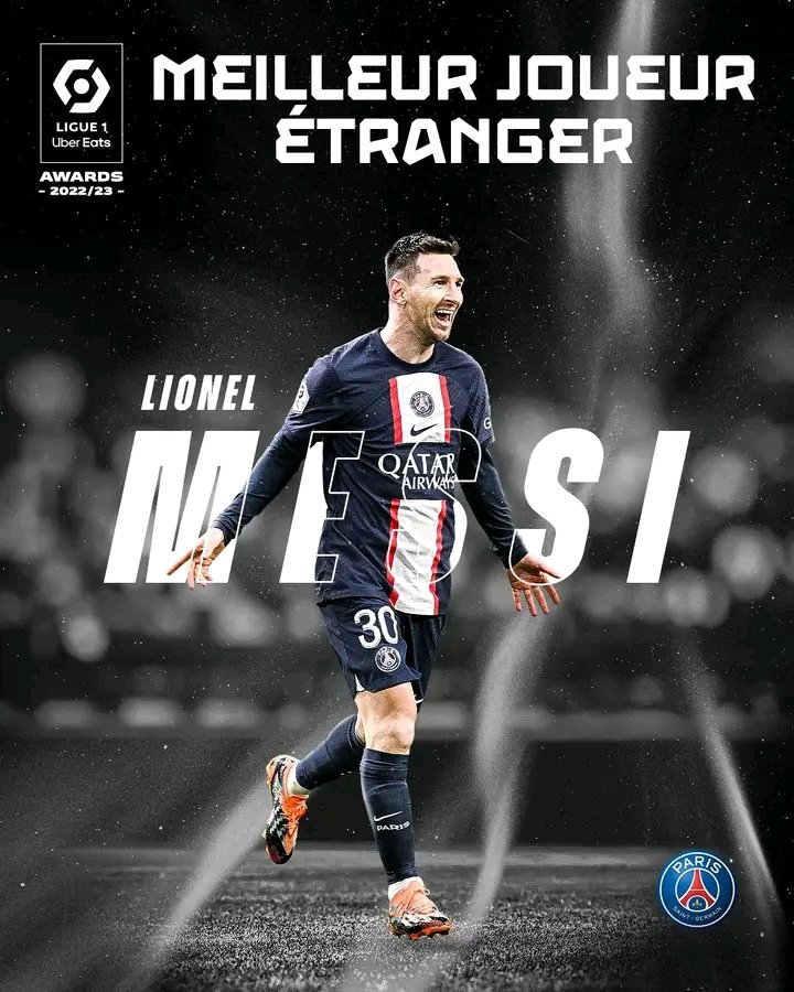 #Ligue1UberEats
Lionel Messi est élu '𝗺𝗲𝗶𝗹𝗹𝗲𝘂𝗿 𝗷𝗼𝘂𝗲𝘂𝗿 𝗲́𝘁𝗿𝗮𝗻𝗴𝗲𝗿' de la saison 👏🏆
#AwardsDeLaSaison