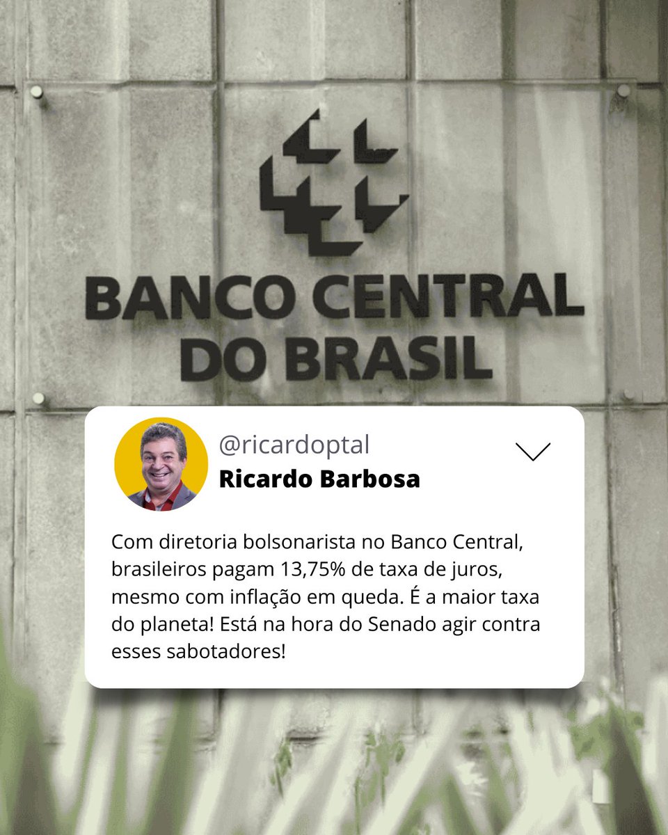 ricardoptal's tweet photo. Não podemos viver sob a vontade dos sabotadores da economia! Fora, Campos Neto e sua turma!

#juros #economia #brasil #alagoas #maceió #maceio #bancocentral https://t.co/yHtXVJhVnJ