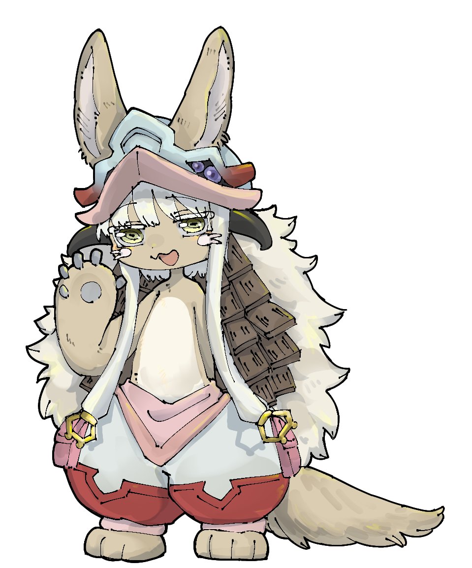 nanachi (made in abyss) furry animal ears 1other tail solo white background yellow eyes  illustration images