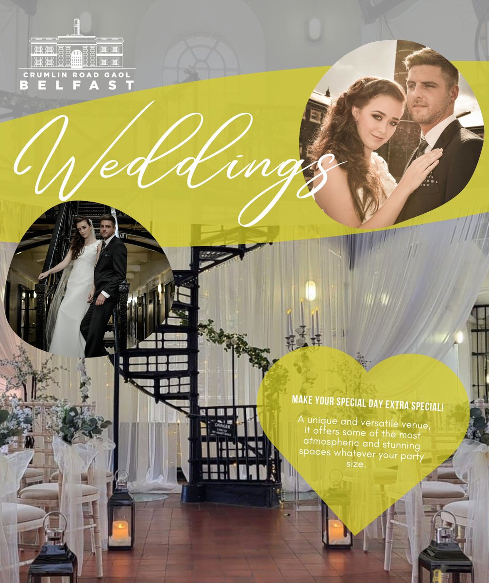 📷📷Are you looking for an amazing wedding venue with character in the heart of Belfast? Look no further than Crumlin Road Gaol!📷📷 For more information visit: crumlinroadgaol.com/spaces/wedding… #weddingsni #weddingseason #Belfast