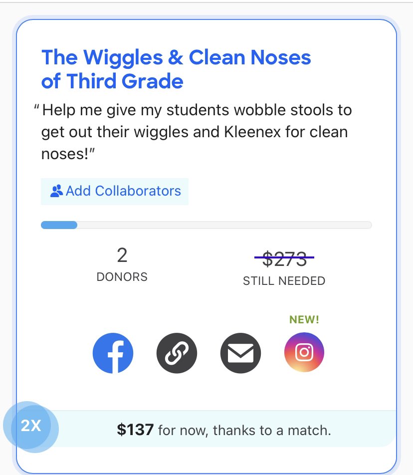 Good Morning ☀️ I would love to provide flexible seats for my NJ 3rd graders. Flexible seats provide movement for my students while they learn. Thanks to Kleenex (we always need tissues!) my @DonorsChoose needs $137 🤗 Thank you!

@YNB @craignewmark RT 🙏🏼

donorschoose.org/project/the-wi…