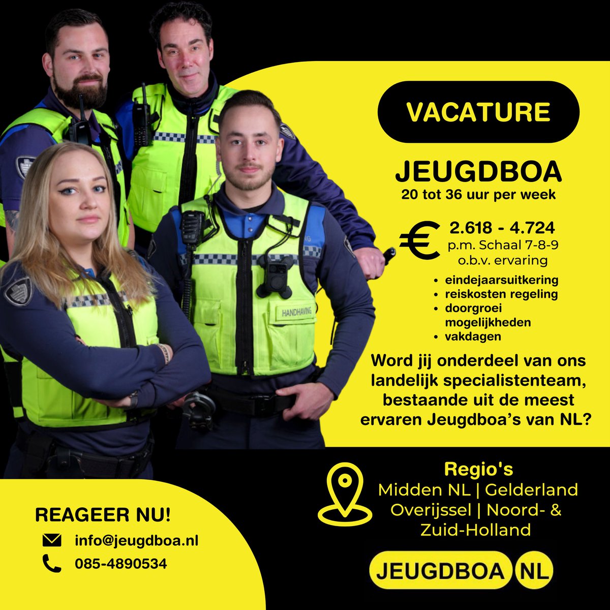 Vacature jeugdboa op meerdere plekken! Pak nu die kans! Vanwege de start van aantal nieuwe projecten hebben wij weer plek voor enkele ambitieuze jeugdboa’s! Wil jij het verschil maken? Sluit je dan nu aan bij ons team #jeugdboa