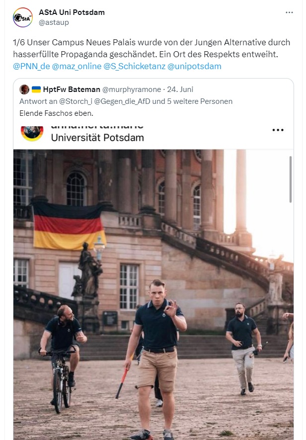 Einfach die Uni mit einer Deutschlandfahne "geschändet". 🤡