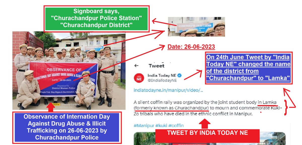 yaiphaba07's tweet photo. Will someone from @IndiaTodayNE take responsibility & accountability for #FakeReporting on 24th June by changing the district name to "Lamka" in place of "Churachandpur"? As on date, the name "Churachandpur District" still shines.
@afridahussai @sardesairajdeep @RatnadipC https://t.co/B9VGQg0DJs