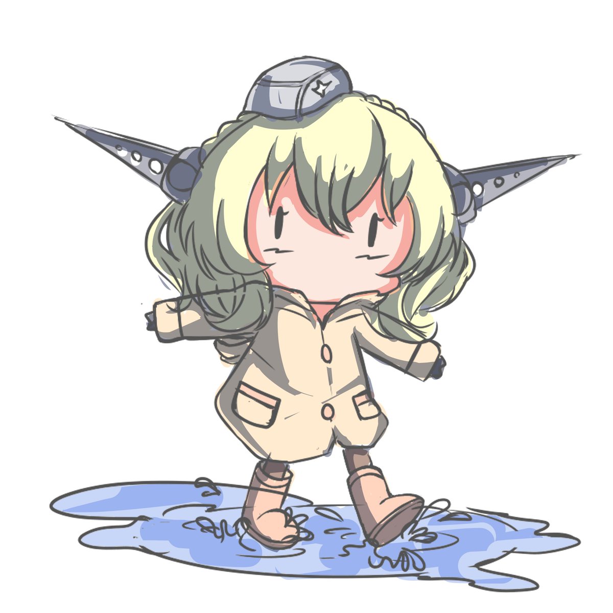 colorado (kancolle) 1girl solo blonde hair hat boots chibi white background  illustration images