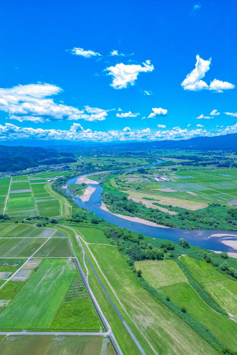 どこまでも続く山形の田園風景が美しい。