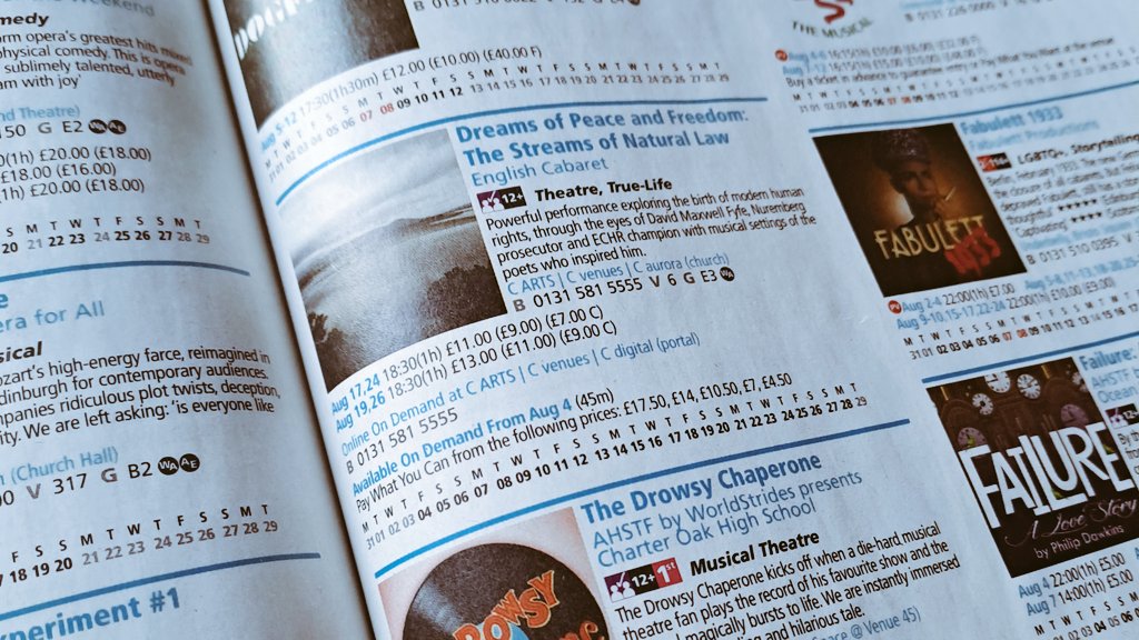 SongsotPeople's tweet photo. Our song cycle #DreamsofPeaceandFreedom - a powerful combination of film, words &amp; music, exploring the birth of modern #humanrights, through the eyes of David Maxwell Fyfe, champion of #ECHR - is now in #edfringe programme. 

Book tickets for August⬇️
https://t.co/daHeHppKpZ https://t.co/R95z4FnsCf