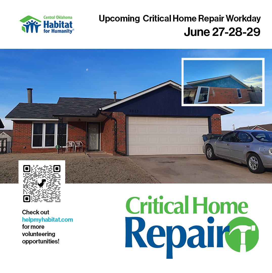 Please volunteer to help limited-income homeowners in need. Work with our skilled home repair and weatherization experts, plus learn valuable ways to improve your home. Just scan the QR code to sign up. Thanks! #central #habitat #habitatforhumanity #mortgage #criticalhomerepair