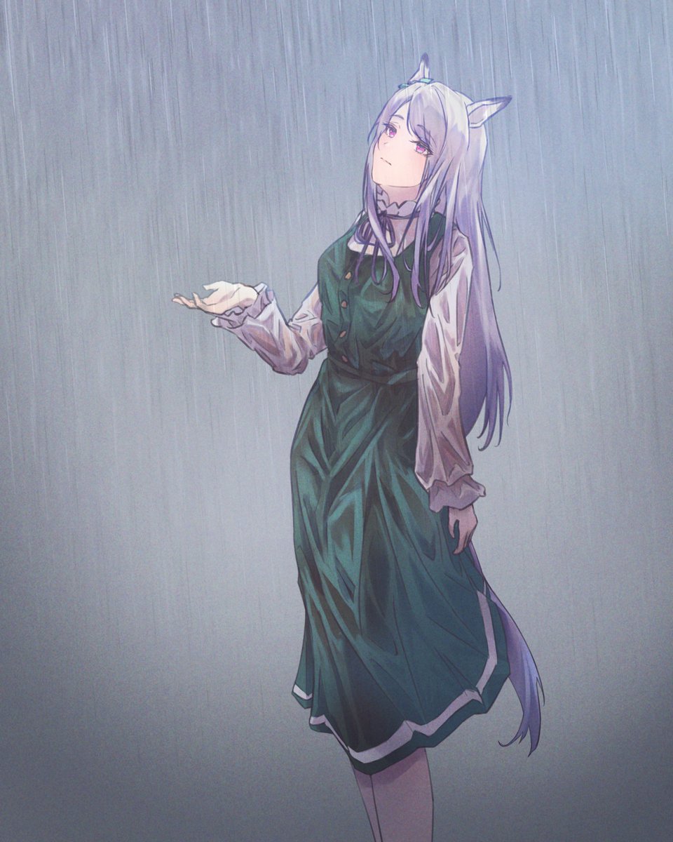 mejiro mcqueen (umamusume) 1girl animal ears solo horse ears tail rain horse tail  illustration images