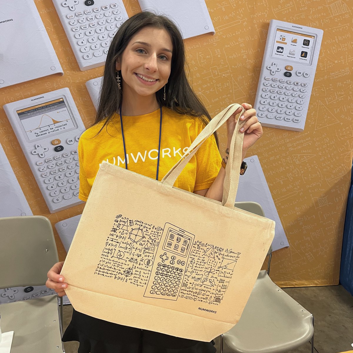 NumWorks's tweet photo. Stop by booth 211 this week at #CAMT23 to grab one of our famous tote bags and learn more about NumWorks! https://t.co/6e7mHqPzO9