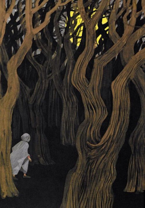 '...he noticed a place of dense black shadow ahead of him, black even for that forest, like a patch of midnight that had never been cleared away.'
-The Hobbit

🎨Adrienne Adams
#30DayswithTolkien #BookChatWeekly