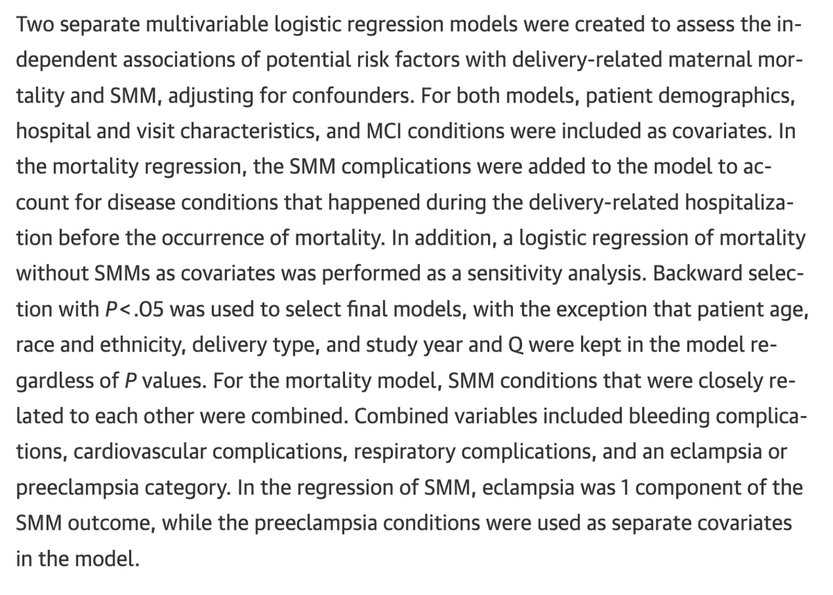 #epitwitter thoughts on this analysis?

When studying risk factors for Severe Maternal Morbidity (#SMM), is adjusting for demographics associated w receiving poor medical care (eg race, poverty) & further adjusting for SMM during delivery #MaternalMortality is overadjustment?