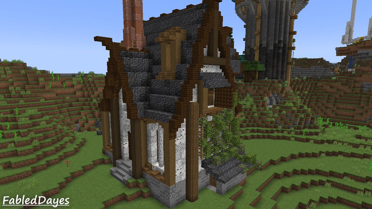 Starter House on Halcyon Heights. Still need to do interior and terraforming though. #Minecraft #Minecraftbuilds