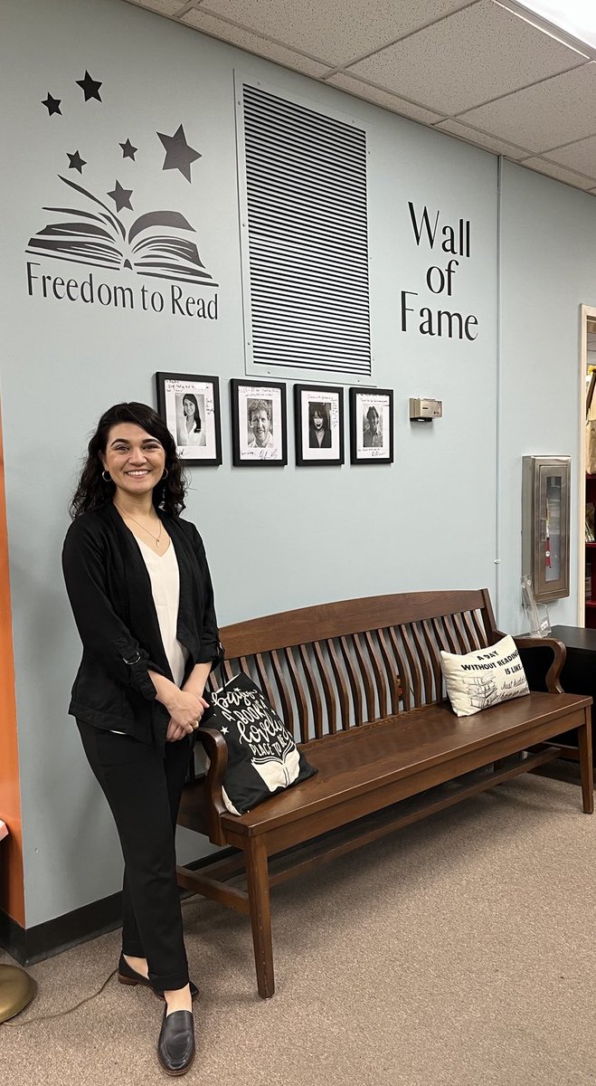 GabriellaSaab_'s tweet photo. An honor to have my picture on the Ridgeland Public Library’s Freedom to Read Wall of Fame featuring signed portraits of authors who speak at the library! I had so much fun sharing the history behind #DaughtersofVictory and answering questions. Support your library, readers! 📚 https://t.co/NrJQw9KF76