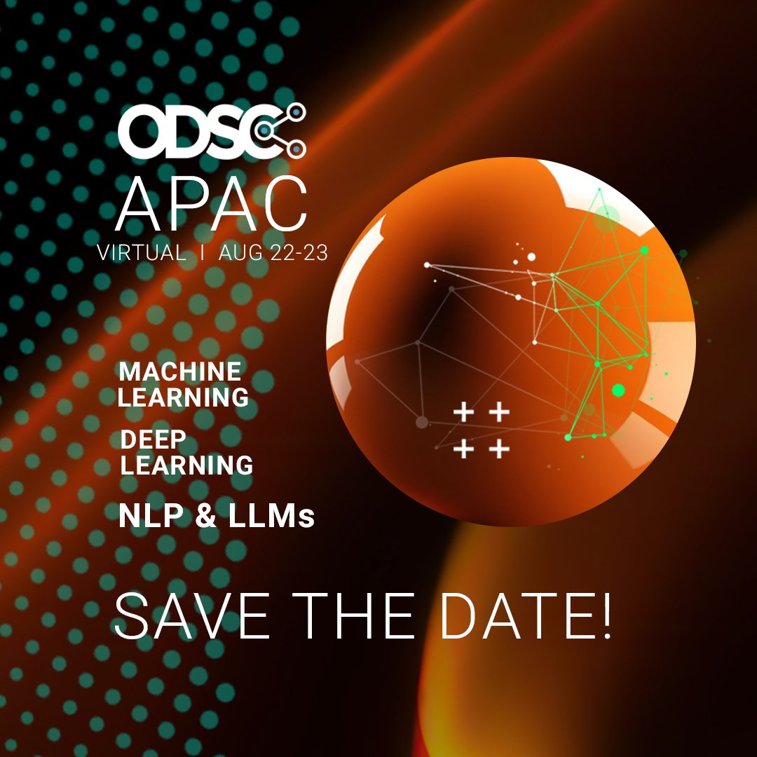 We couldn’t be more excited to announce that #ODSCAPAC Virtual is returning for 2023 on August 22nd-23rd. Join us for 2 days of talks on a wide range of topics from #MachineLearning to LLMs. Register now: hubs.li/Q01VPdG20