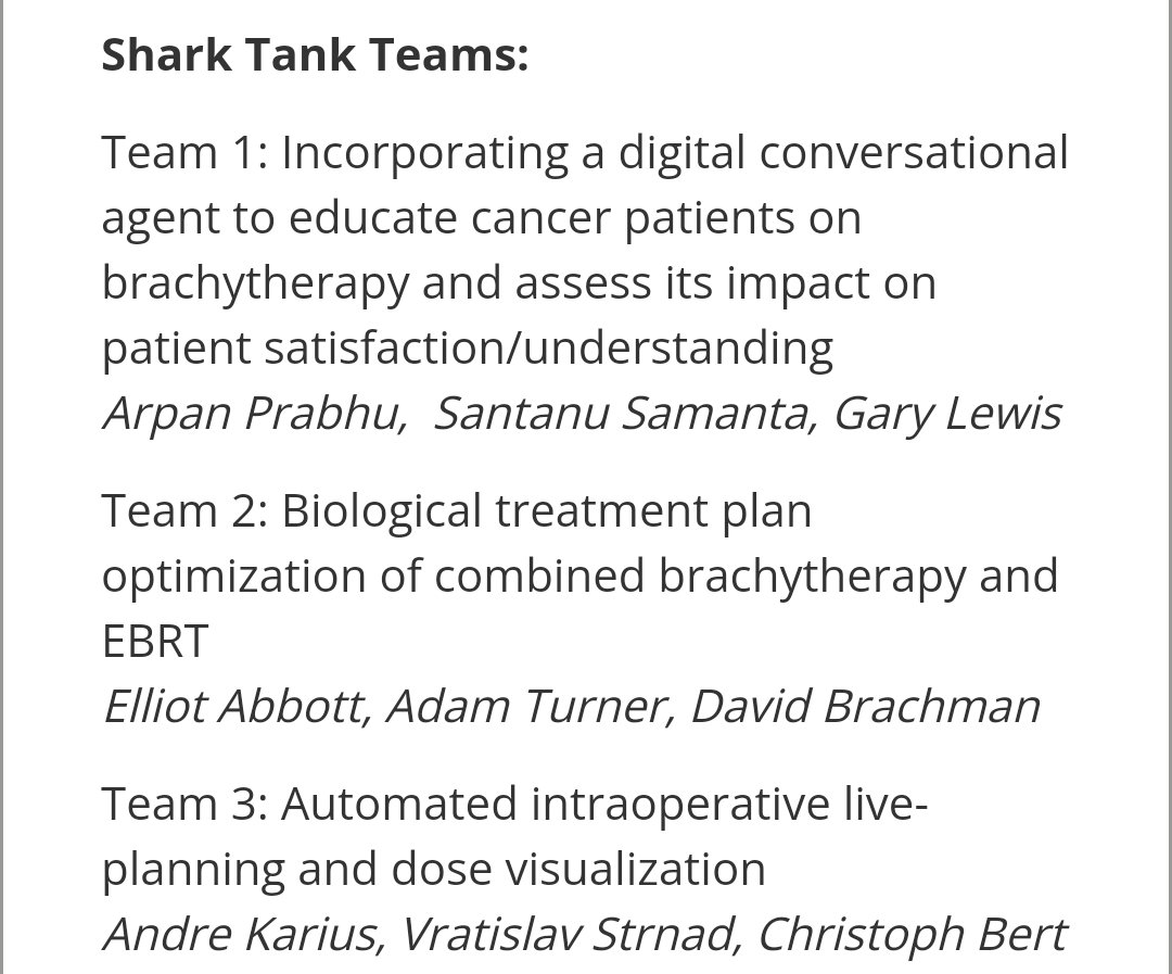 Pranshu Mohindra (@pranshumohindra) on Twitter photo Adding <a href="/ElizabethAKidd/">Elizabeth Kidd</a>
Winning team from <a href="/UAMS_radonc/">UAMS Radiation Oncology</a>
(Arpan Prabhu, @santanu_25 Samanta, Gary Lewis) will be invited to submit an editorial in the journal <a href="/BrachyJournal/">Brachytherapy</a>, a cash prize and of course bragging rights!
#ABSBrachy23 Adding <a href="/ElizabethAKidd/">Elizabeth Kidd</a>
Winning team from <a href="/UAMS_radonc/">UAMS Radiation Oncology</a>
(Arpan Prabhu, @santanu_25 Samanta, Gary Lewis) will be invited to submit an editorial in the journal <a href="/BrachyJournal/">Brachytherapy</a>, a cash prize and of course bragging rights!
#ABSBrachy23