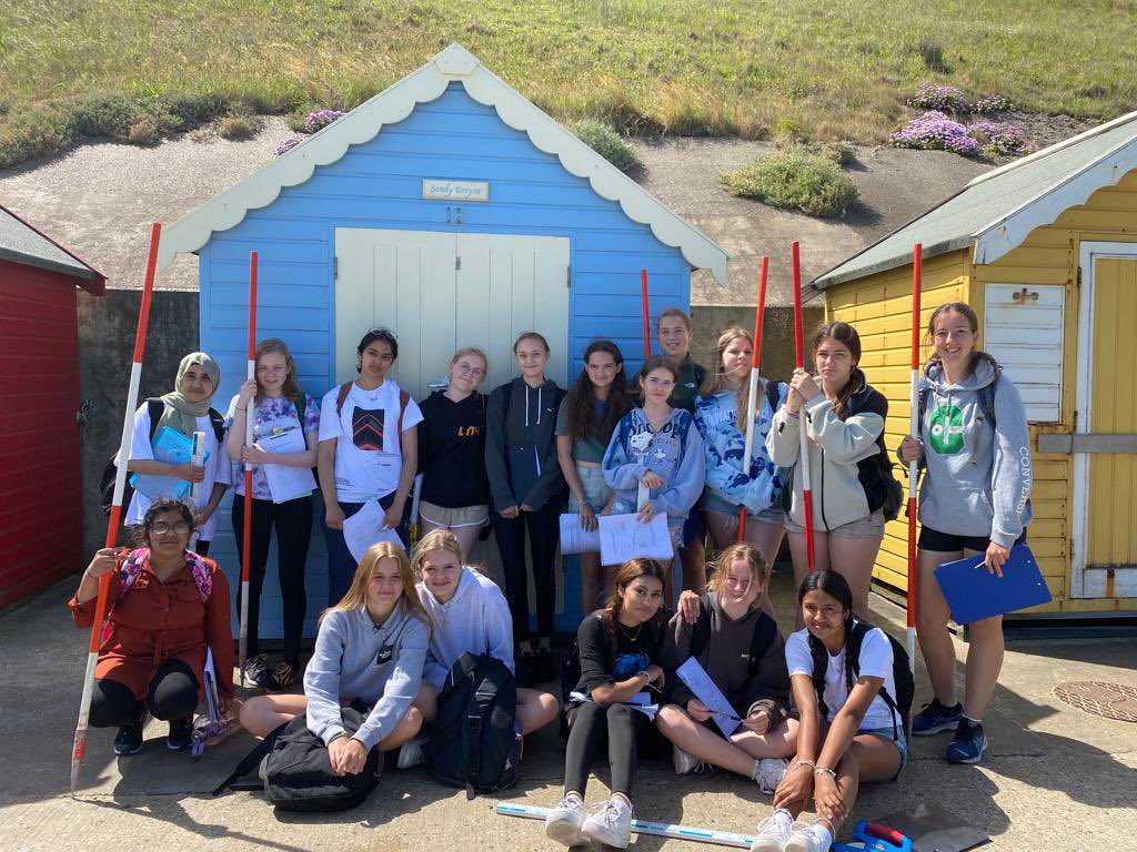 Three GCSE #Geography groups working hard on the beach today in #Sheringham #BGSY10 @BedfordGirlsSch