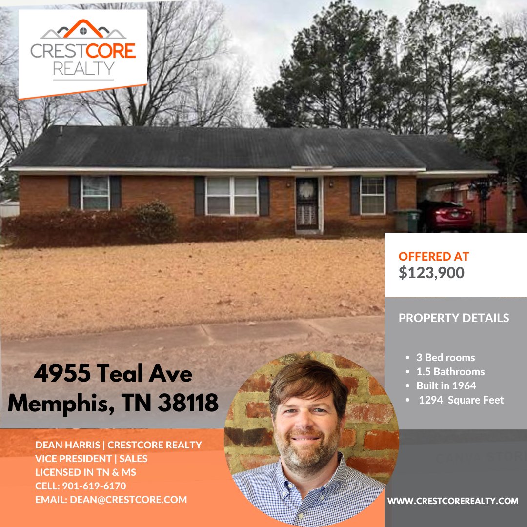 Beautiful 3br/1 bath single-family home in 38118. It could be an awesome addition to your investment/rental portfolio.

#realestate #realestateinvestment #Justlisted #entrepreneur #sold #broker #mortgage #homesforsale #ilovememphis #memphistennessee #Memphis