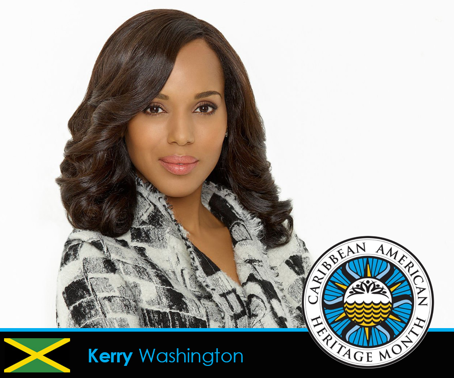 Kerry Washington is popularly known for her Emmy & Golden Globe-nominated performance as Olivia Pope in Scandal. She has Jamaican roots through her mother and is also related to former U.S. Secretary of State Gen. Colin Powell.

#CaribbeanAmericanHeritageMonth