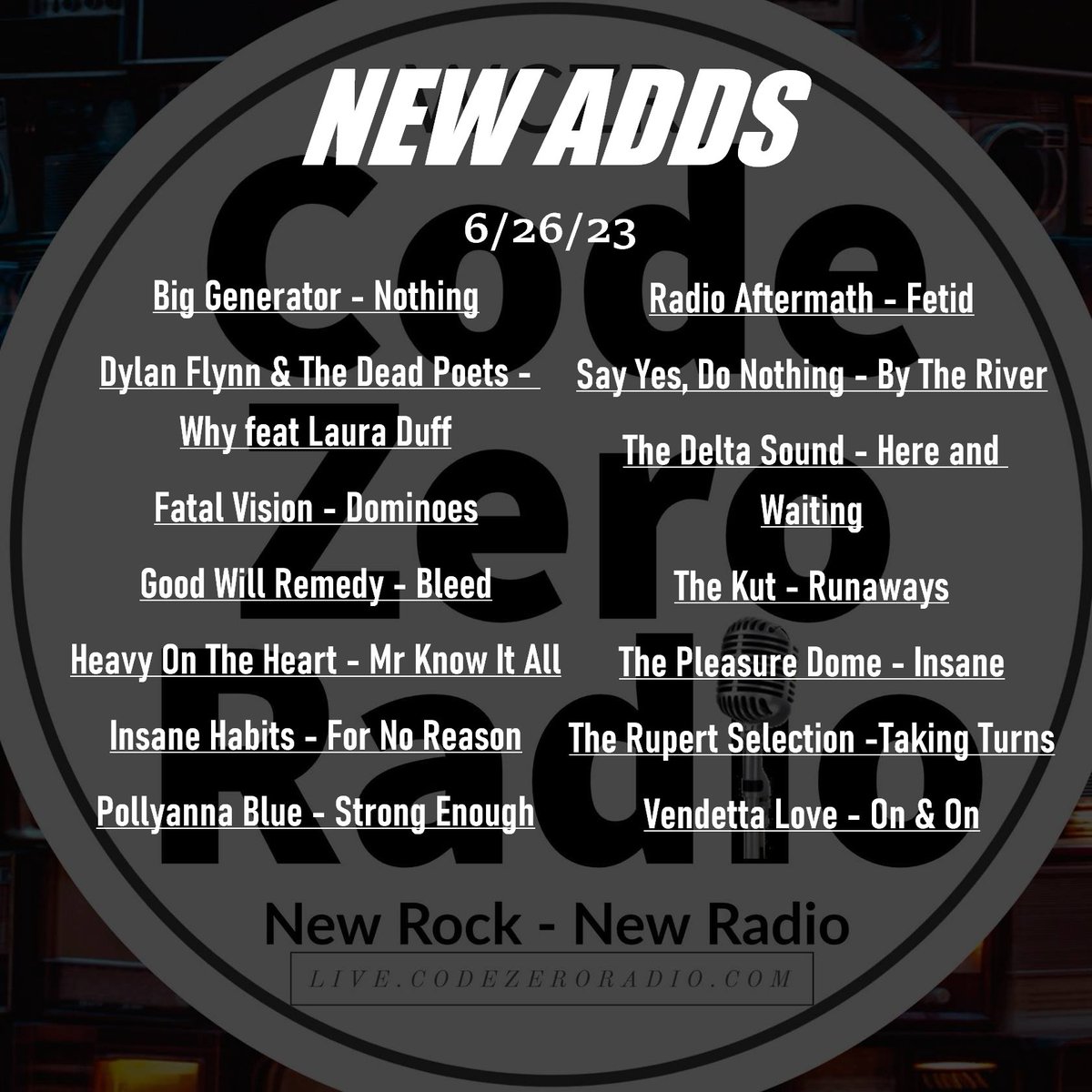 CodeZeroRadio's tweet photo. Your week instantly got better! Check out our new adds Now in rotation and featured on Fresh Rocks weekdays 1 pm CDT/6 pm GMT
#andriod #apps #alternativerock #Nobex #appstore #streaming #radio #UK #iPhone https://t.co/u2coMHz5zc