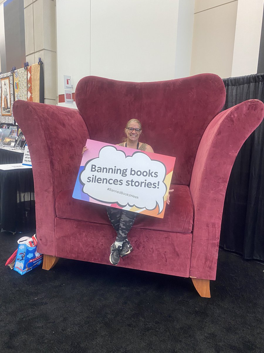 Reading from the big chair at #ala2023. Because no stories should be silenced. #freadom #read #libraries