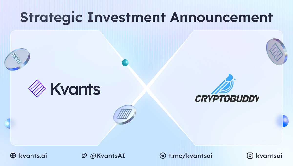 KvantsAI's tweet photo. 🎯 Investor Spotlight

🚀 We are thrilled to announce @CryptobuddyInfo, a top-tier Crypto Aggregator and Research platform as our Strategic Investor 📊.

Their commitment to demystifying the crypto realm fits seamlessly with our vision with their AI solution Marketplace.

Together, we're unleashing the power of AI in the world of cryptocurrency 🤖💼

#AI #Investment #Crypto 🌐💰