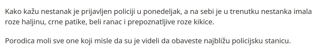 ZSolidarnost's tweet photo. VAŽNO! Molimo vas da podelite.
Nestala je Noa Milivojev (18) u Beogradu.
Na sebi je imala: roze haljinu, crne patike, beli ranac. 
Ima roze kosu sa kikicama. https://t.co/Q9BIjhA5ee