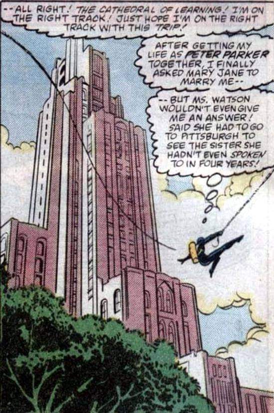 Spider-man visited the 'Burgh in September of 1987. This is from "The Amazing Spider-Man Issue 292".

#Pittsburgh #Spiderman