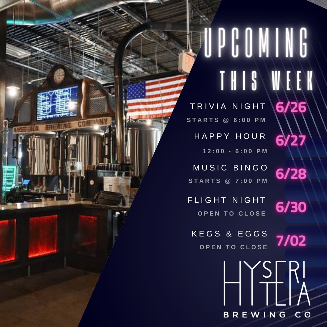 What’s goin’ on at Hysteria THIS WEEK!
