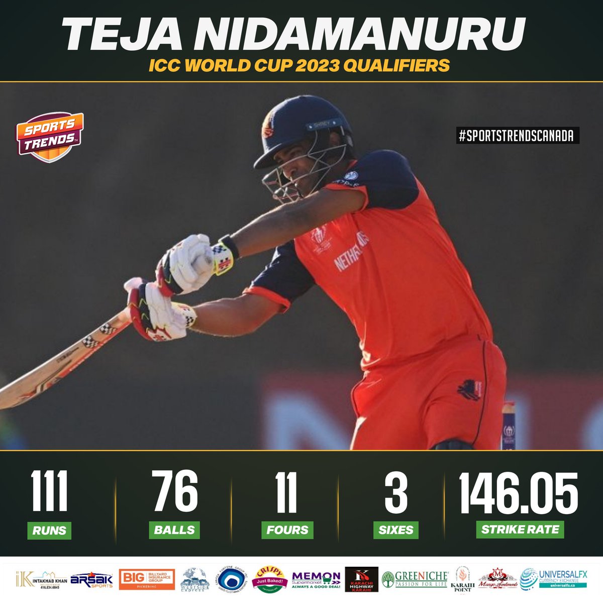 Magnificent Hundred From Teja Nidamanuru Against West Indies in ICC World Cup 2023 Qualifiers 🏏💯

#Cricket #CWC23 #WorldCup #WorldCup2023 #NEDvWI #WIvNED #NEDvsWI #WIvsNED #TejaNidamanuru #SportsTrendsCan #SportsTrendsCanada