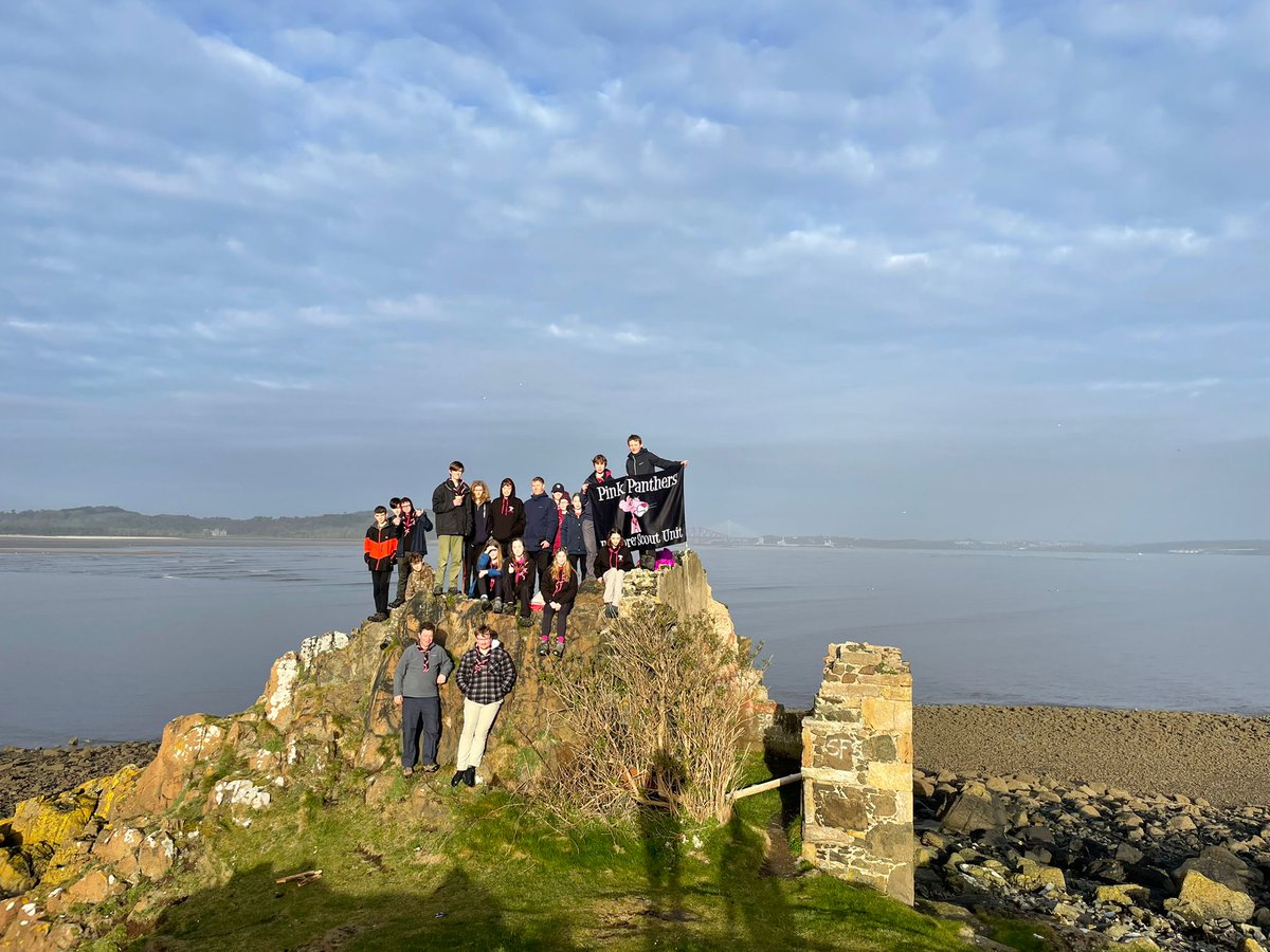 Cramond Island Camp. We spent the night on the island having a look at some of the creepy buildings and having a fire too. We all made it back to the mainland in the morning once the tied had moved back out.