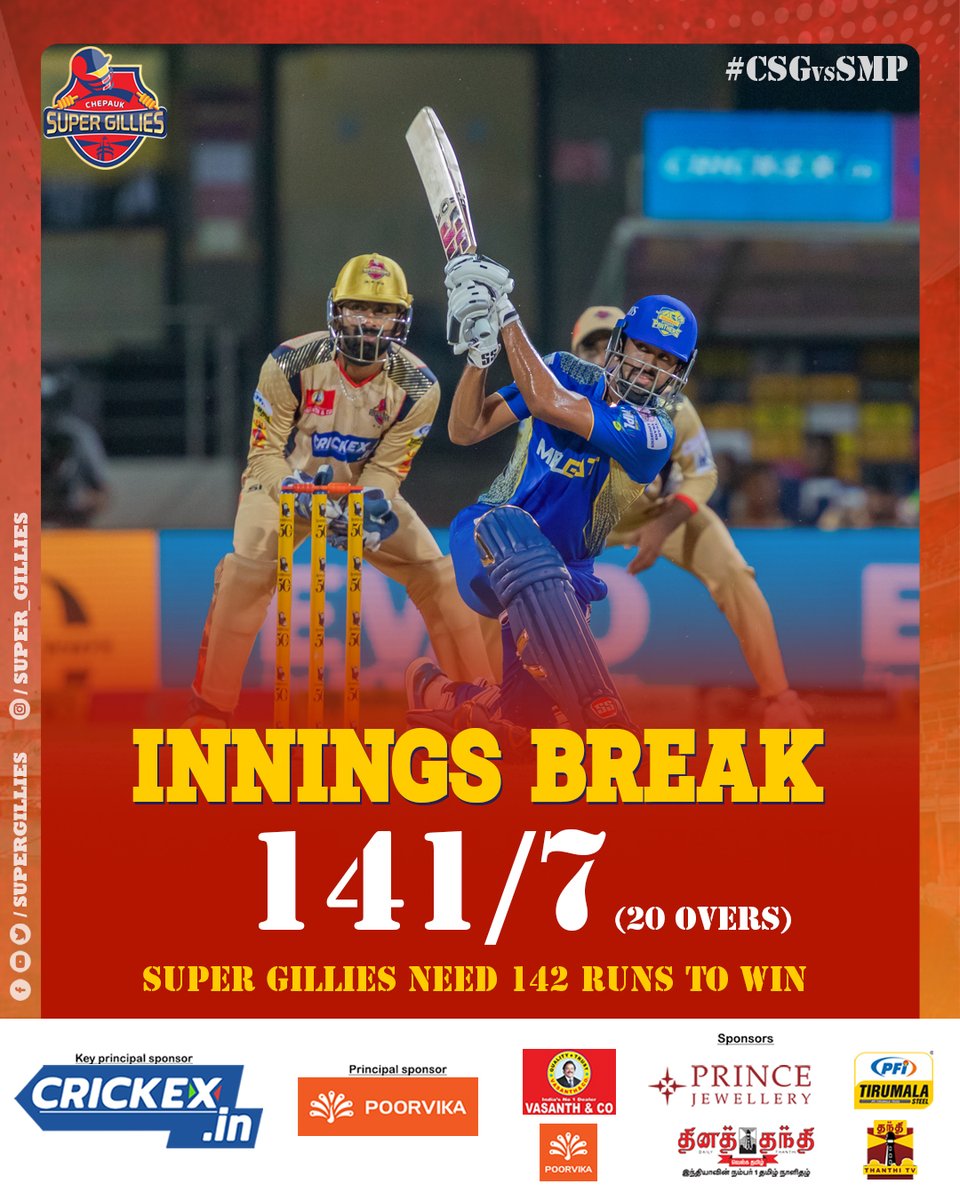 Super Gillies Need 142 Runs To Win Against Madurai Panthers #CSG #CSGvsSMP #SuperGillies #PattaiyaKelappu #TNPL2023