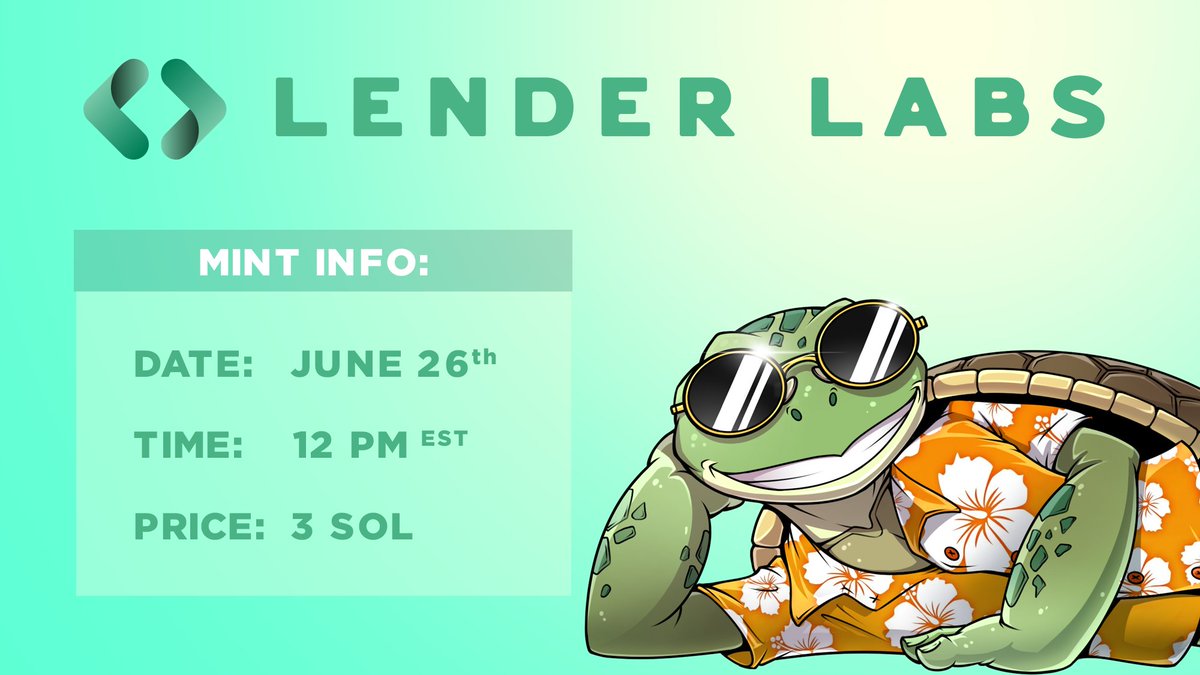 🐢 Less than 1 hour until mint ! 🐢

Mint will only be happening on  lenderlabs.taiyorobotics.com