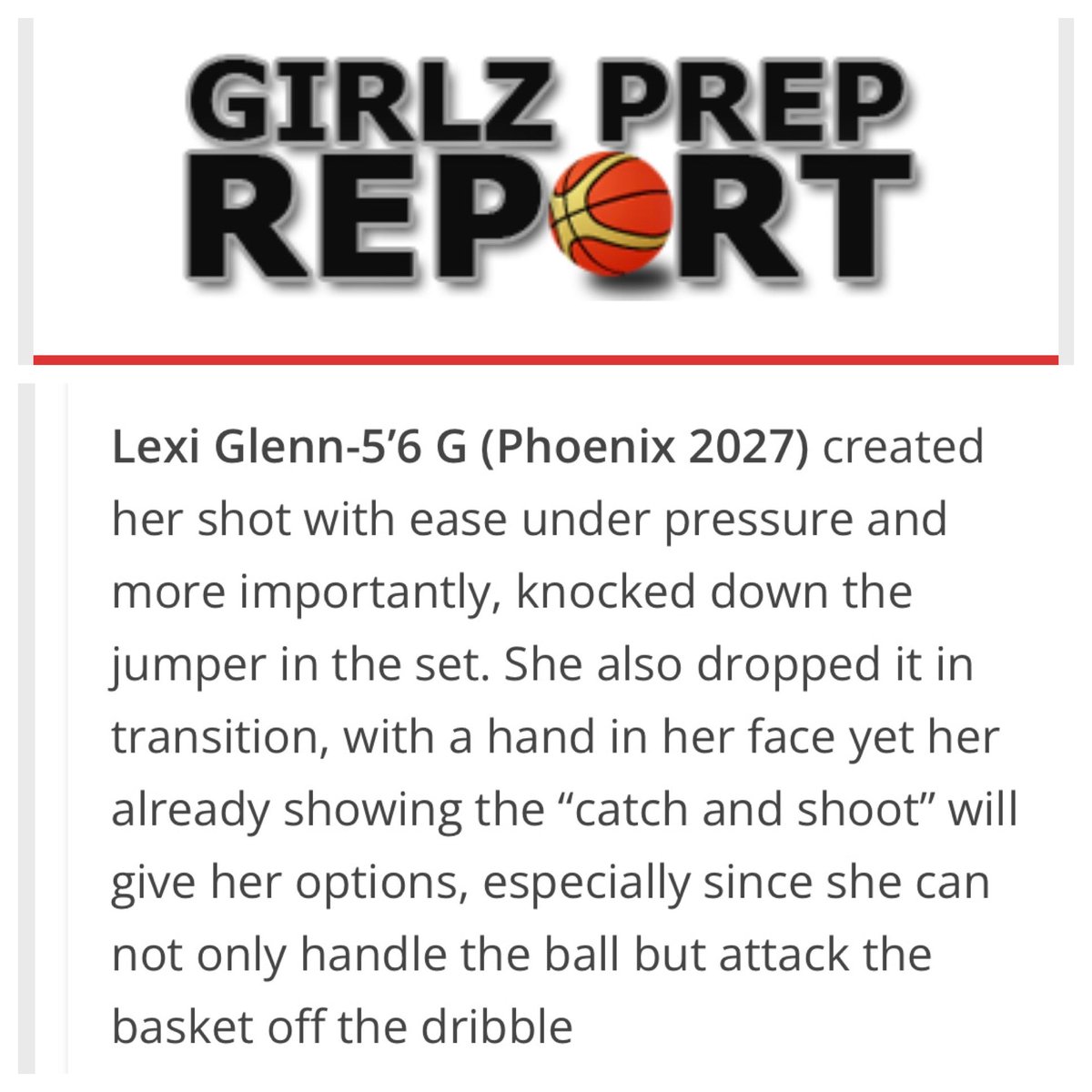 Phoenix 2027 guard @LexiGlennPHX 
#phoenixProud @girlzprepreport @PGHTexas @PGHCircuit @holmes_beverly @CoachLTid @GeoffGolden @TarletonWBB