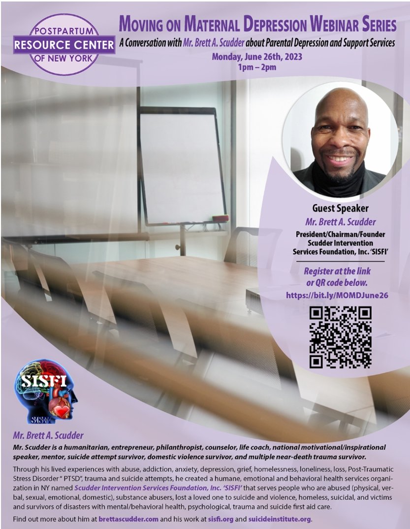 Humbled/elated to be guest speaker today <a href="/postpartumny/">PRCNY</a> webinar about "Parental #Depression and Support Services," my experiences, and our #anxiety #Emotionalpain #loneliness #suicide support services <a href="/SISFI/">Scudder Intervention Services Foundation Inc SISFI</a> <a href="/SuicideInstitut/">The Suicide Institute- training, research, support</a> <a href="/SISFI_ASFARWC/">SISFI's Suicide First Aid Response/Wellness Center</a> <a href="/SchenCrisisCntr/">Schenectady Emotional Wellness, Pain Crisis Center</a> <a href="/CrisisLifeline/">SISFI's 24/7 Depression Suicide Crisis Lifeline</a>. Join 🙏