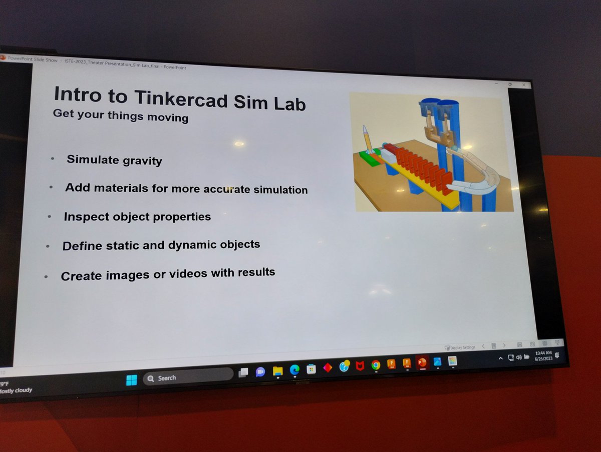 Learning about @tinkercad sim lab. Amazing tool for all subject areas.
#ISTELive23