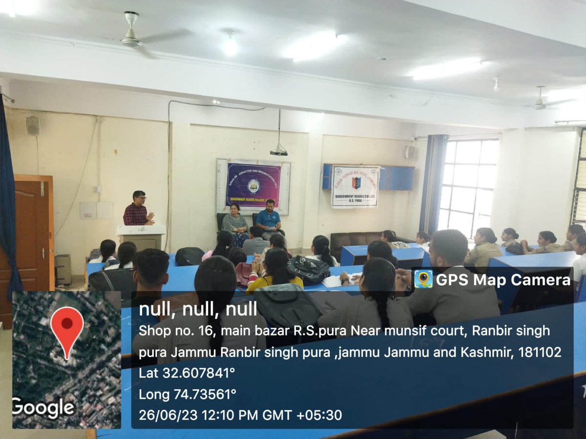 GDC_RS_Pura_NCC's tweet photo. 2 J&amp;K Girls Bn NCC of GDC, R. S. Pura organized a lecture to commemorate International Day Against Drug Abuse and Illicit Trafficking on this year's theme "People First: Stop Stigma and Discrimination, Strengthen Prevention".
#InternationalDayAgainstDrugAbuse 
@HQ_DG_NCC https://t.co/oEplejbvxG