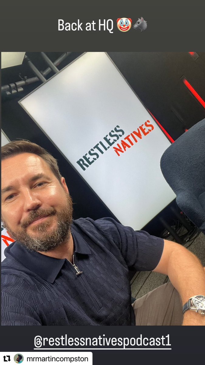 For those of you not on IG :

Martin at 🤡🐺 Recording today (26/06/2023) 🥰

📸 : @martin_compston via his IG Story 🙏

#martincompston #restlessnatives #restlessnativespodcast #podcast #lineofduty