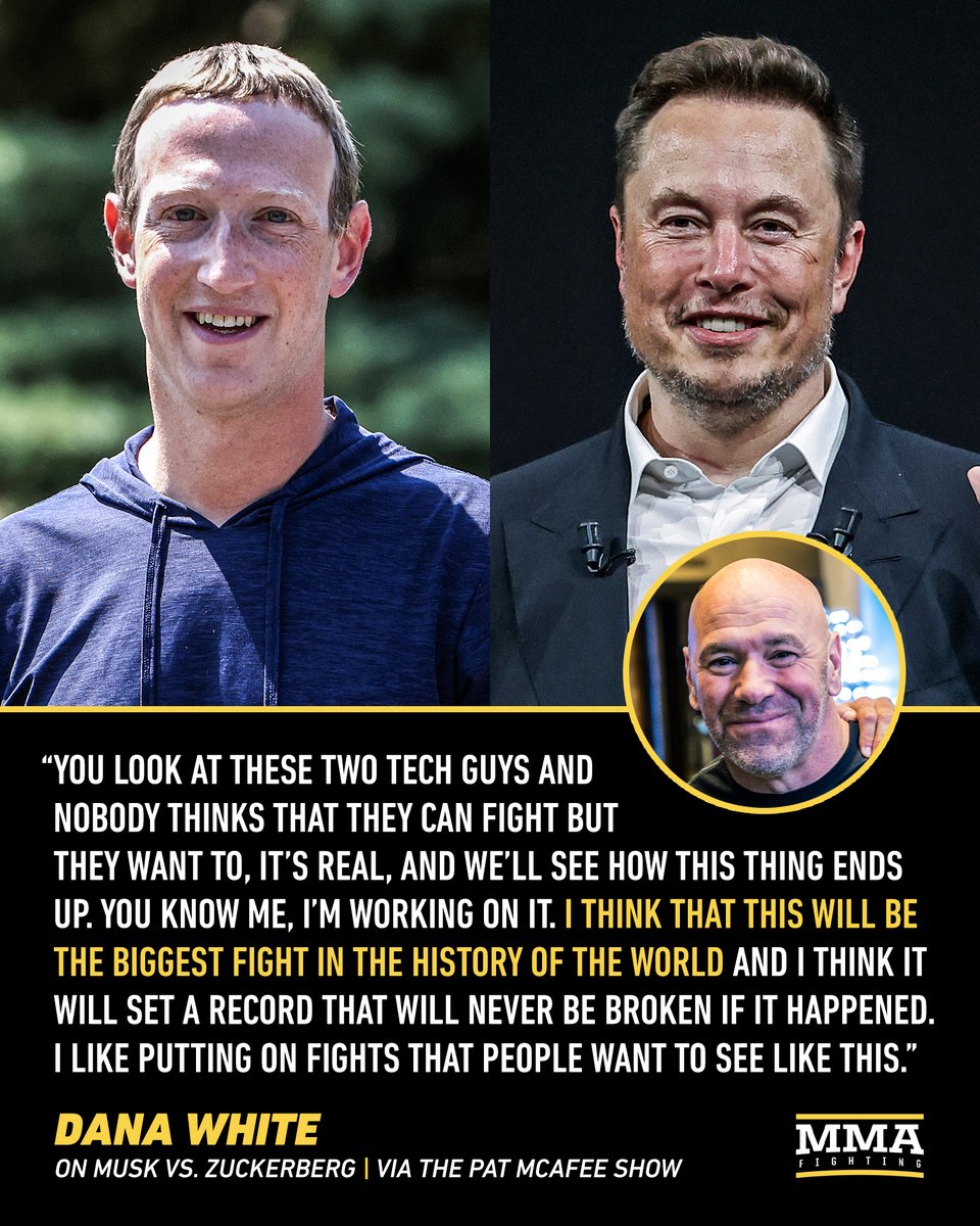 Dana White sees big business in a potential fight between Elon Musk and Mark Zuckerberg. 📰 bit.ly/MRJune26