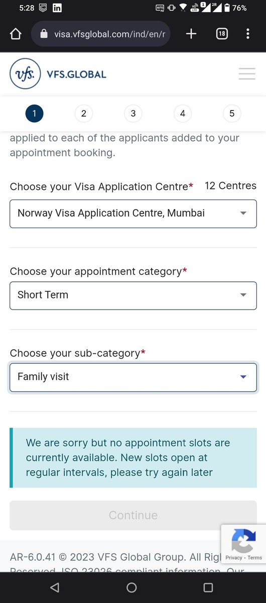 @VFSGlobal No appointment in Mumbai for NORWAY country are you guys serious ?? I have been trying to book appointment past 4 days but there are not any slots . I will be reaching out to Mr .Zubin Jal Karkaria for escalating my concern and your call center team also are not sure