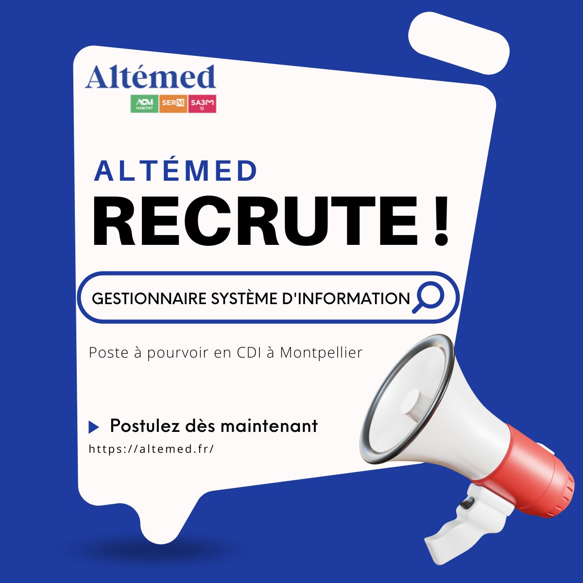 📢 OFFRE D'EMPLOI : Gestionnaire Système d'Information  

📍 Montpellier
📃CDI 
🕔Temps plein - 35h  

Pour en savoir plus et postuler en ligne, rendez-vous sur notre espace dédié au recrutement 👉🏼urlz.fr/mtHM

#recrutement #emploi #montpellier #offres #digitalsupport