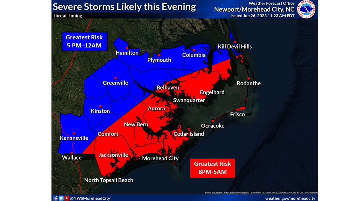 Bottom Line Up front:

An outbreak of severe weather is expected across Eastern NC later today into tonight.

Much of the area has been outlooked for an enhanced risk for severe wx.

Greatest risk for severe weather will be from will be from 5PM to 5AM