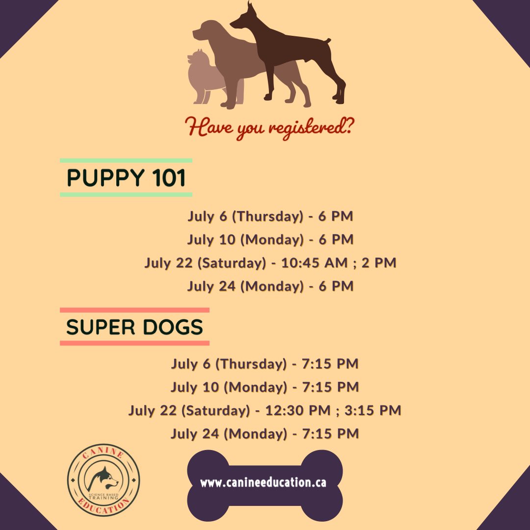 Get ready for some July fun! 
Our group sessions are in active motion! 🐶🐶🐶
.
.
.
#dogbehavior #dogtraining #westislandcommunity #podcast #doglover #mtldogs #sciencebaseddogtraining #dogslife #positivereinforcement #dogtips #dogtrainersofinstagram #dogtrainer #canineeducation