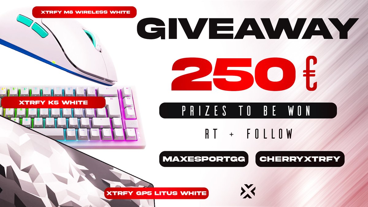 🚨 Giveaway Time 🚨

Hey guys, with one of our best partners <a href="/cherryxtrfy/">CHERRY XTRFY</a> , we wanted to thank you with a huge setup giveaway. 

To enter : 
⌨️ RT this post
🖱️ Follow <a href="/MaxEsportGG/">MAXESPORT</a> &amp; <a href="/cherryxtrfy/">CHERRY XTRFY</a> 

Draw on the 03/07/2023 ⏰
GL HF all 🍀
