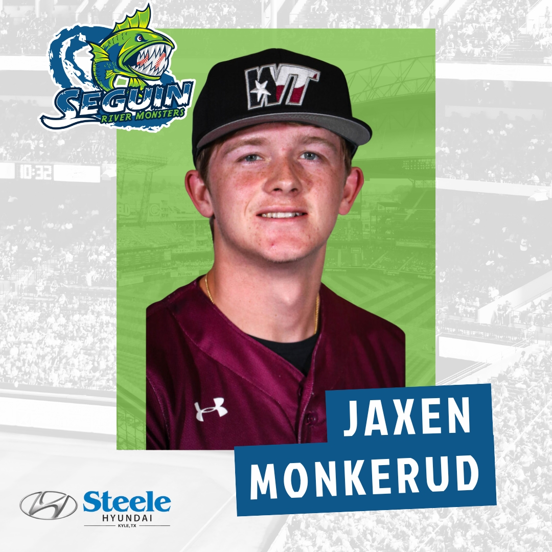Jaxen Monkerud will be the starting pitcher tonight for the River Monsters.

Sponsored by Steele Hyundai Kyle. Mention the River Monsters or Bring in Your Ticket Stub for $500 off your next vehicle purchase. Only available in Kyle, TX.

#GetHooked🎣