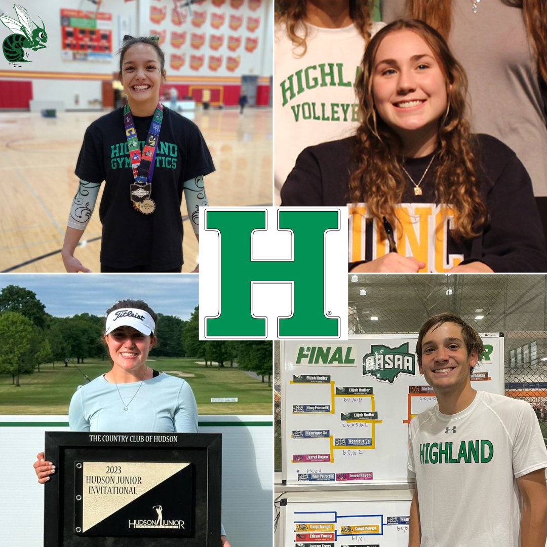 Congratulations to Highland Athletes who were awarded Player of the Year by the Greater Akron-Canton High School Sports Awards: Paige Yu (Gymnastics), Alayna Tessena (Volleyball), Isabella Goyette (Golf), and Elijah Hadler (Tennis)! Way to go, Hornets!