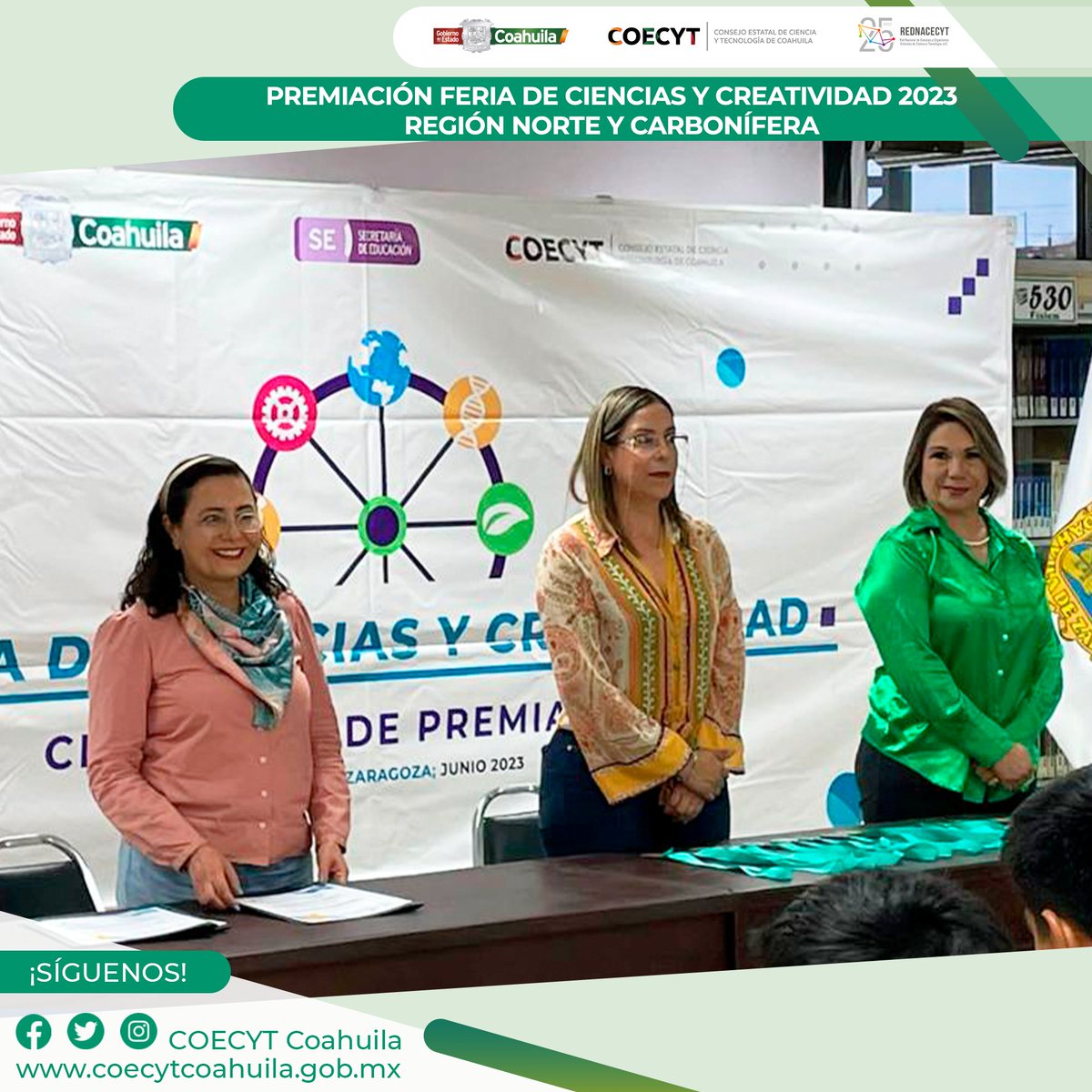 coecytcoahuila's tweet photo. 🏅 En el TECNM Campus Carbonífera se llevó a cabo la premiación a los proyectos ganadores de Nueva Rosita y Sabinas de la Feria de Ciencias y Creatividad. Se reconoció el talento de 4 equipos de jóvenes de secundarias públicas.

#FuerteCoahuilaEs
@GobDeCoahuila @vmario_garza https://t.co/NGCEjHKdka